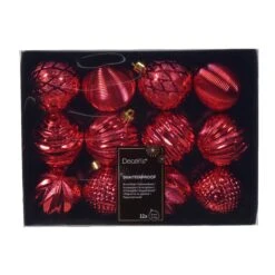 Lot De 12 Boules De Noël (D60 Mm) Jem Rouge