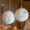 Lot De 12 Boules De Noël (D80 Mm) Sophia Blanc Laine -Village de Noel 12 boule incassable mat feuille papillon 2ass branch butterfly 129120 1687357094