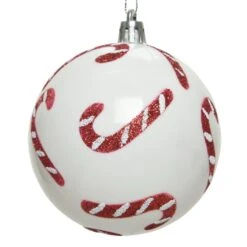 Lot De 12 Boules De Noël (D80 Mm) Sucrerie Blanc -Village de Noel 12 boule incassable sucre orge 128991 1685959698