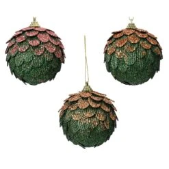 Lot De 12 Boules De Noël Caméléon Vert -Village de Noel 12 boule mousse 3col ass red copper espresso velvet pink 129154 1685709303