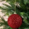 Lot De 12 Boules De Noël (D80 Mm) Sury Rouge -Village de Noel 12 boule mousse paillettes perles 128970 1685445071