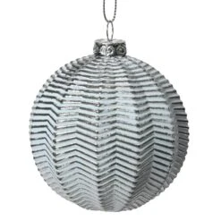 Lot De 12 Boules De Noël Onduly Argent -Village de Noel 12 boule sur fil incassable lignes ondulees bleu 129006 1687254037