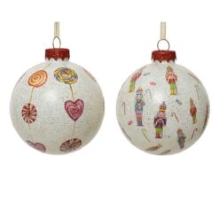 Lot De 12 Boules De Noël (D80 Mm) En Verre Joy Multicolore -Village de Noel 12 boule verre a paillettes or tout autour 2ass 129201 1685369946