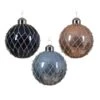 Lot De 12 Boules De Noël (D80 Mm) En Verre Damier Bleu -Village de Noel 12 boule verre email couleur bril a damiers paillettes argent 129204 1685369586