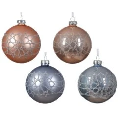 Lot De 12 Boules De Noël (D80 Mm) En Verre Lazy Rose Et Bleu Vaporeux