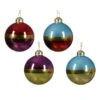 Lot De 12 Boules De Noël (D80 Mm) En Verre Clory Multicolore -Village de Noel 12 boule verre sugar blue christmas red violet 129166 1686043728