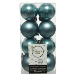 Lot De 16 Boules De Noël (D40 Mm) Alpine Bleu Glacier