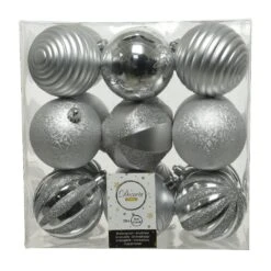 Lot De 18 Boules De Noël (D80 Mm) Anaelle Argent