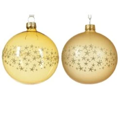 Lot De 6 Boules De Noël (D80 Mm) En Verre Couronne D'étoiles Or