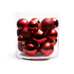 Lot De 30 Boules De Noël Assorties New Alpine Rouge