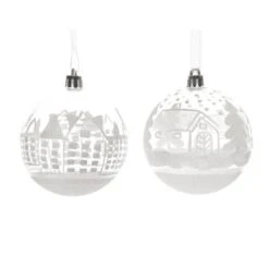 Lot De 12 Boules De Noël Transparentes (D80 Mm) Village