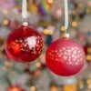 Lot De 6 Boules De Noël (D80 Mm) En Verre Koss Rouge -Village de Noel 6 boule verre 2col 128921 1687421796