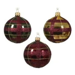 Lot De 6 Boules De Noël (D80 Mm) En Verre Linéa Bordeaux