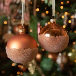 Lot De 6 Boules De Noël (D80 Mm) En Verre Gléa Rouge Cuivré