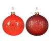 Lot De 6 Boules De Noël (D80 Mm) En Verre Couronne D'étoiles Rouge -Village de Noel 6 boule verre brillant mat etoiles tout autour 2col 128911 1685438234
