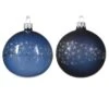 Lot De 6 Boules De Noël (D80 Mm) En Verre Couronne D'étoiles Bleu Nuit -Village de Noel 6 boule verre brillant mat etoiles tout autour 2col 128913 1685438417