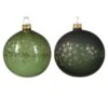 Lot De 6 Boules De Noël (D80 Mm) En Verre Couronne D'étoiles Vert Sapin -Village de Noel 6 boule verre brillant mat etoiles tout autour 2col 128914 1685438405