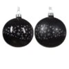 Lot De 6 Boules De Noël (D80 Mm) En Verre Couronne D'étoiles Noir -Village de Noel 6 boule verre brillant mat etoiles tout autour 2col 128915 1685438560