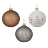 Lot De 6 Boules De Noël (D80 Mm) En Verre Clay Blanc, Gris Marbre Et Brun Gingembre