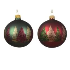 Lot De 6 Boules De Noël (D80 Mm) En Verre Forêt Colorée Vert Sapin -Village de Noel 6 boule verre mat sapin pine green 128950 1685960048