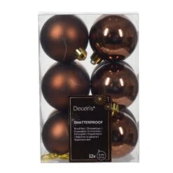 Lot De 12 Boules De Noël (D60 Mm) Alpine Brun Café