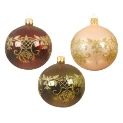Lot De 6 Boules De Noël (D80 Mm) En Verre Volute Bordeaux