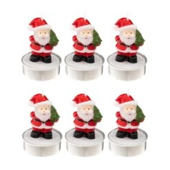 Lot De 6 Bougies Père Noël Rouge
