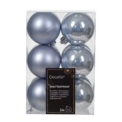 Lot De 12 Boules De Noël (D60 Mm) Alpine Bleu Vaporeux