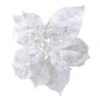 Poinsettia De Noël Pailletée Glit (16 Cm) Sur Clip Blanc -Village de Noel 70485 1592818243