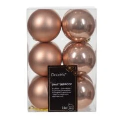 Lot De 12 Boules De Noël (D60 Mm) Alpine Rose Pétillant