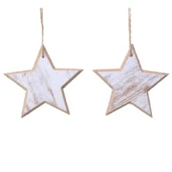 Lot De 2 étoiles De Noël à Suspendre Tea Blanc -Village de Noel 84362 1589969825