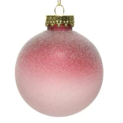 Lot De 12 Boules De Noël (D80 Mm) Glacage Vieux Rose -Village de Noel 85385 1589889300