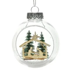 Lot De 12 Boules De Noël Transparentes (D80 Mm) Crèche