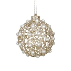 Boule De Noël (D80 Mm) Perles Or