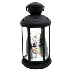 Lanterne De Noël Lumineuse à Piles Bonhomme De Neige Blanc Chaud