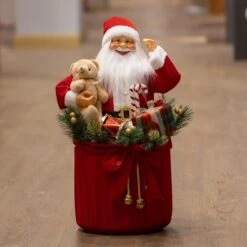 Automate Père Noël Motorisé Et Musical H63 Cm