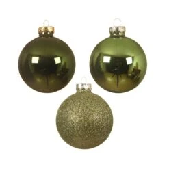 Lot De 42 Boules De Noël En Verre (D60 Mm) (D50 Mm) Domeona Vert Sapin/ Vert Gui