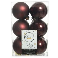 Lot De 12 Boules De Noël (D60 Mm) Alpine Acajou