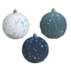 Lot De 12 Boules De Noël (D80 Mm) Constellation Bleu Nuit