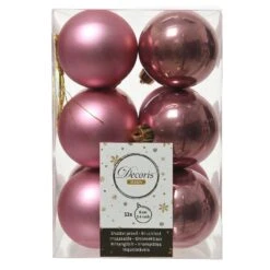 Lot De 12 Boules De Noël (D60 Mm) Alpine Vieux Rose