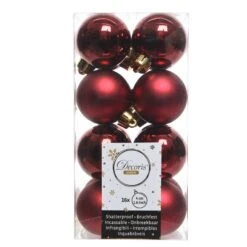 Lot De 16 Boules De Noël (D40 Mm) Alpine Bordeaux