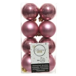 Lot De 16 Boules De Noël (D40 Mm) Alpine Vieux Rose