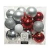 Lot De 26 Boules De Noël Lara Multi Rouge/Blanc/ Argent -Village de Noel boite de 26 boules plastique uni mix rouge argent 85271 1589524094