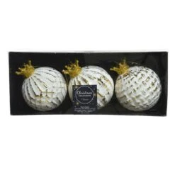 Lot De 3 Boules De Noël En Verre (D80 Mm) Bliss Blanc