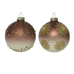 Lot De 3 Boules De Noël En Verre (D80 Mm) Musc Marron