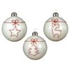 Lot De 3 Boules De Noël En Verre (D80 Mm) Tradition Blanc -Village de Noel boite de 3 boule verre noeud pailltt 3ass arbre renne etoile a chap lux arg rub blanc pu emb ass d conditionnmt dia8cm blanc d hiver 84764 1589543010