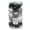 Lot De 30 Boules De Noël Alpine Mix Couleurs Argent / Bleu Nuit -Village de Noel boite de 30 boule incassable dia6 00cm assortie bleu argent 100939 1623664356