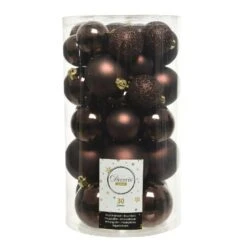 Lot De 30 Boules De Noël Alpine Assorties Marron