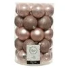 Lot De 34 Boules De Noël (D80 Mm) Alpine Rose Poudré -Village de Noel boite de 34 boule incassable dia8 00cm rose poudre 101107 1623661765