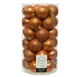 Lot De 37 Boules De Noël (D60 Mm) Alpine Mix Ambre
